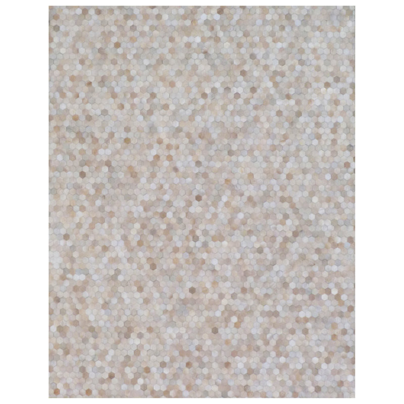 Mosaic Leather Cowhide Geometric Area Rug, Rectangle 9'6" x 13'6"