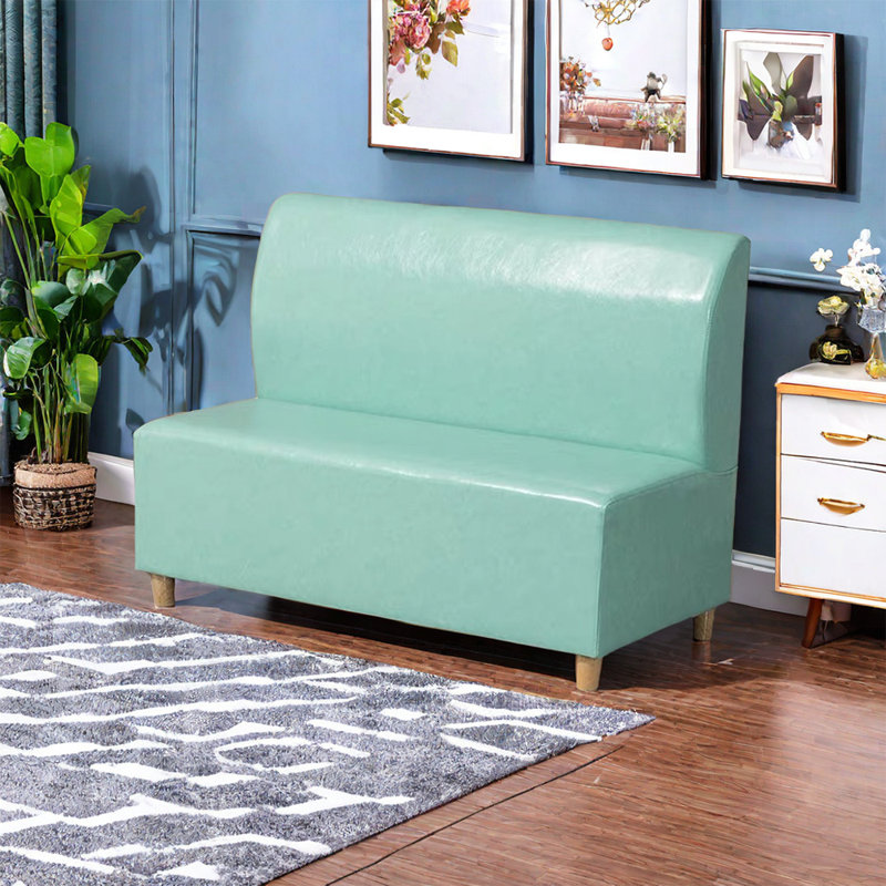 Banc rembourré en similicuir Kokitus, Bleu