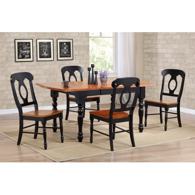 Azizi Extendable Solid Wood Top Four Leg Base Dining Set