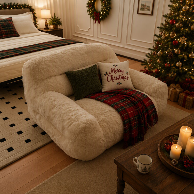 Upholstered 57.1 " Boucle Sofa & Chaise