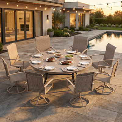 Ensemble repas pour 8 personnes avec chaises pivotantes