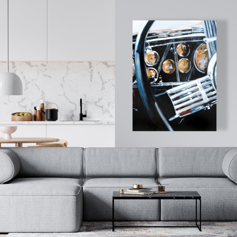 Intérieur de voiture rétro - art contemporain sur toile transport