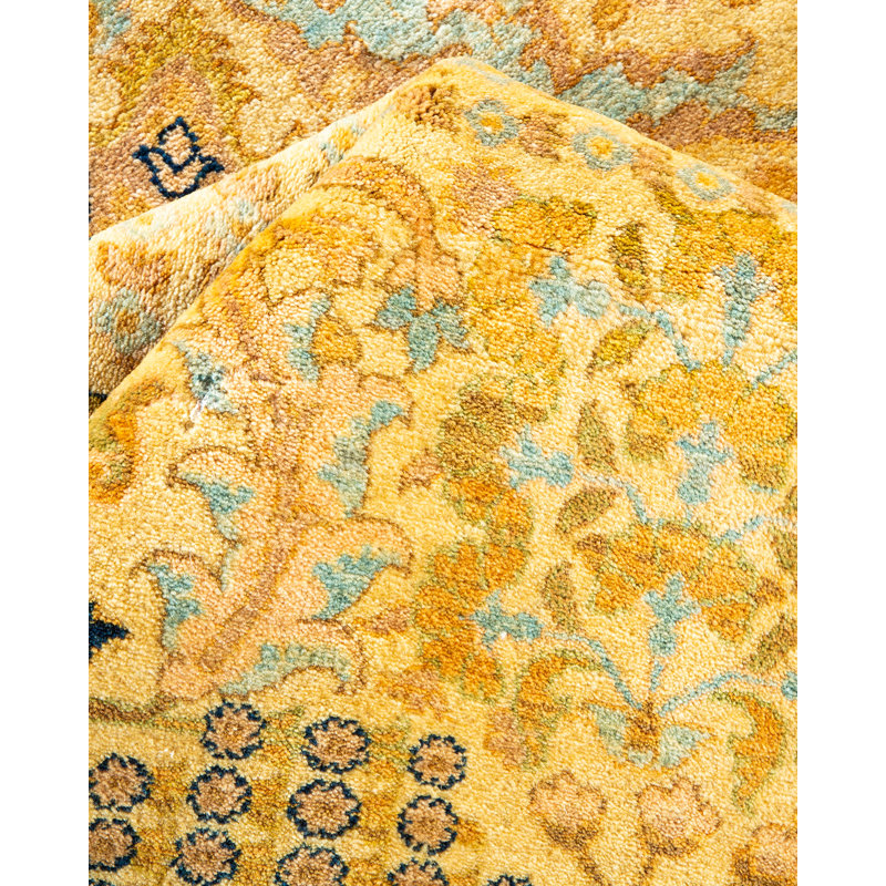 Tapis ivoire en laine noué à la main de conception unique 8 pi 3 po x 10 pi 3 po Keenan
