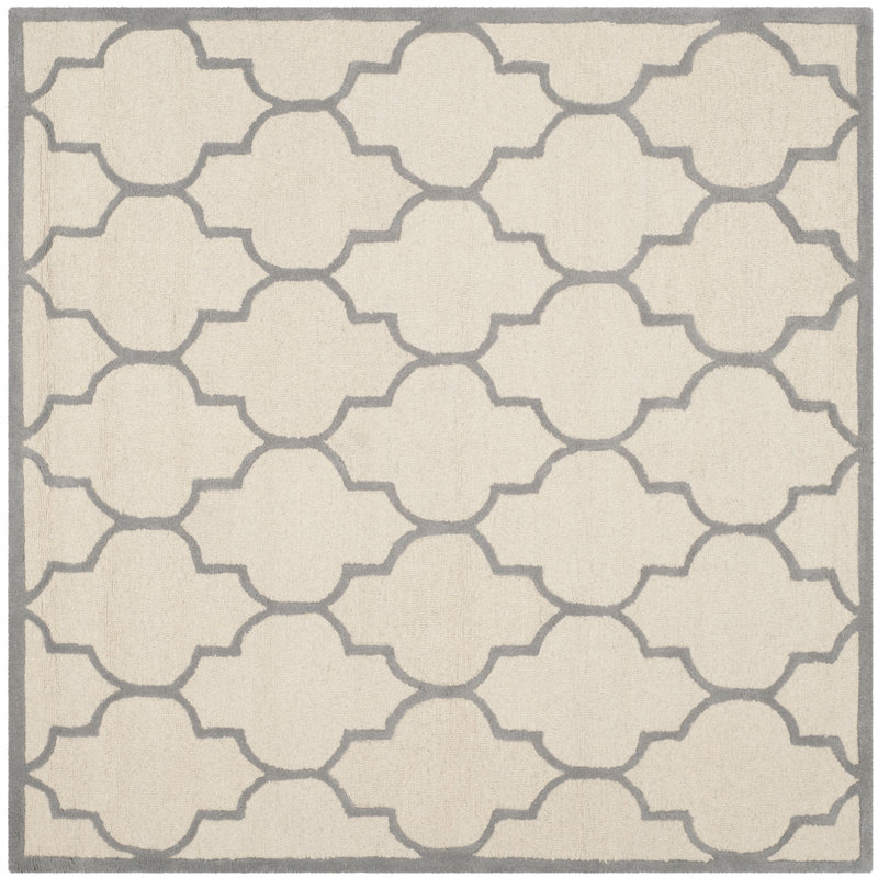 Cannen Hand Tufted Wool Geometric Rug, Square 6'