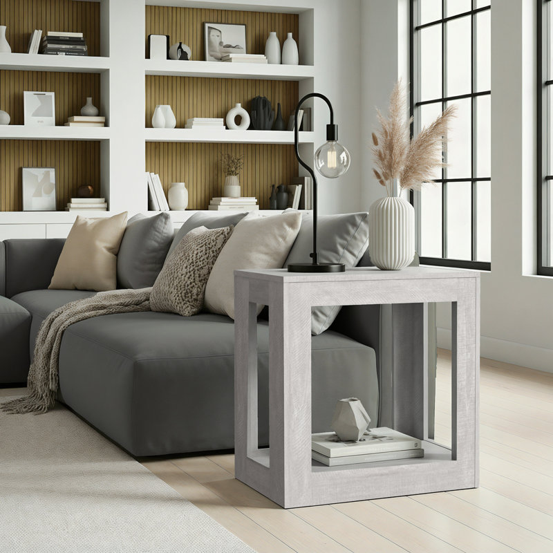 Allysyn Contemporary 23.6" Square End Table, Gray
