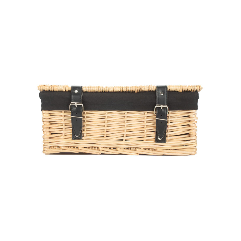 Lily Manor Wicker 14" Empty Hamper Basket with Lining, Natural/Black