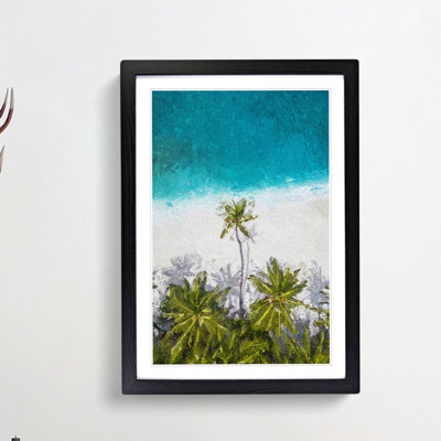 Palm Tree Beach in the Maldives - Picture Frame Painting Print