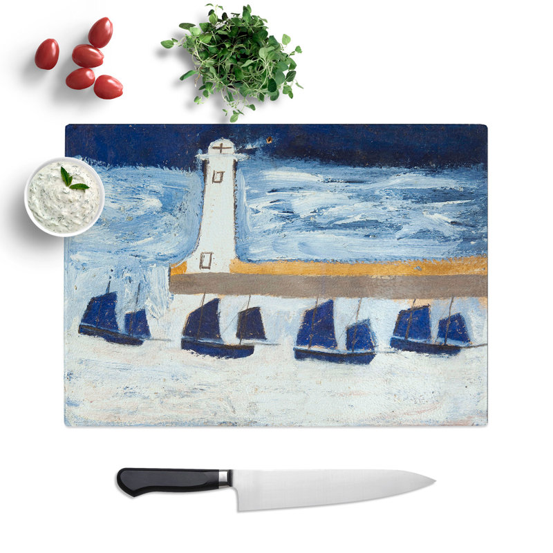 Four Luggars and a Lighthouse by Alfred Wallis Chopping Board, 0.4cm H x 20cm W x 28.5cm L