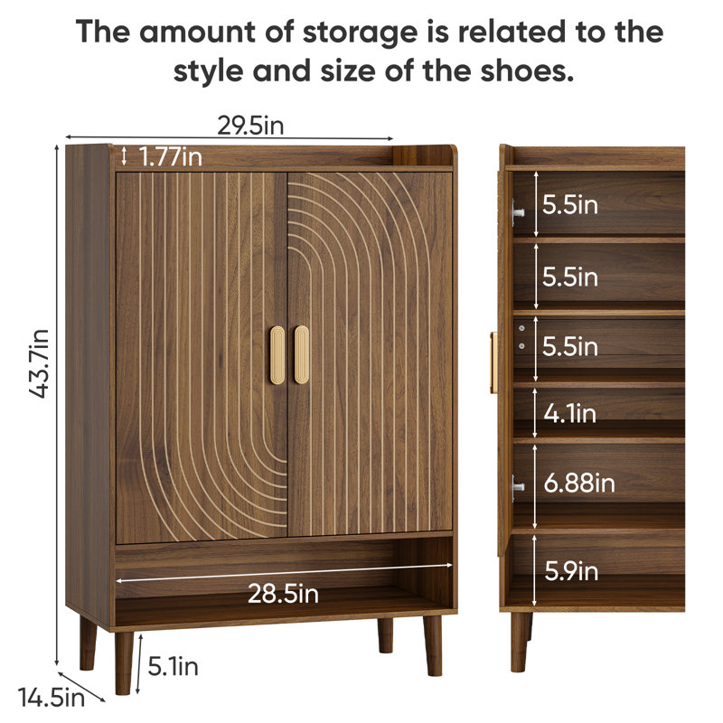 24 Pair Shoe Storage, Brown Wood