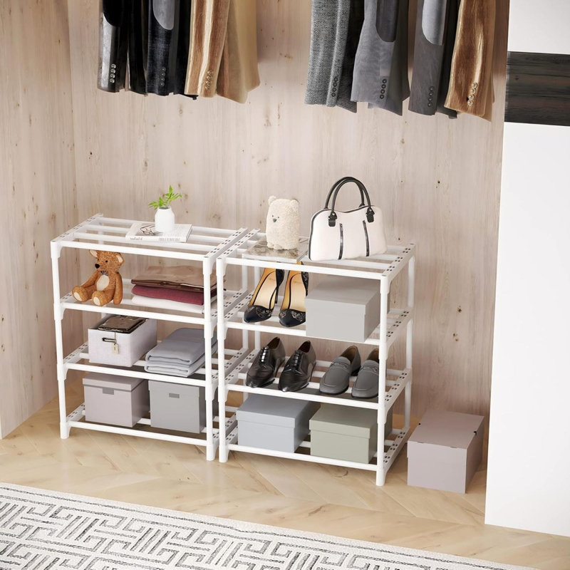 3-Tier Small Shoe Rack, Metal Stackable Kids Shoe Shelf Storage Zapateras Organizer,Narrow Shoe Rack Sturdy For Closet Hallway Entryway Living Room Bedroom