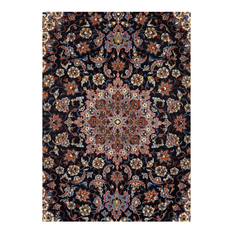 Mijanur Oriental Area Rug in Navy Blue