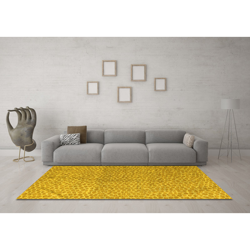 Washable Abstract Indoor Rug, Round 5'