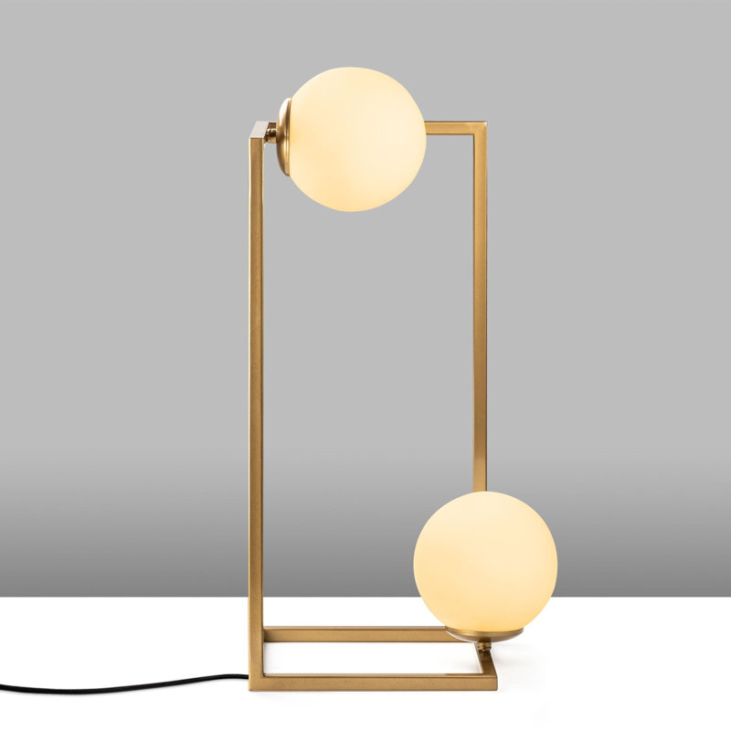 Lampe de table moderne en or avec corps en métal et capuchon en verre, 9,8 po x 9,8 po x 21,7 po | Diamètre du culot de 15 cm, douille E14 (40 W maximum, ampoule non incluse) | Design élégant et glamour, parfait pour le salon et la chambre à coucher
