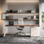 Bureau rectangulaire en noyer massif + bois manufacturé avec 3 tiroirs-795284925-795284927