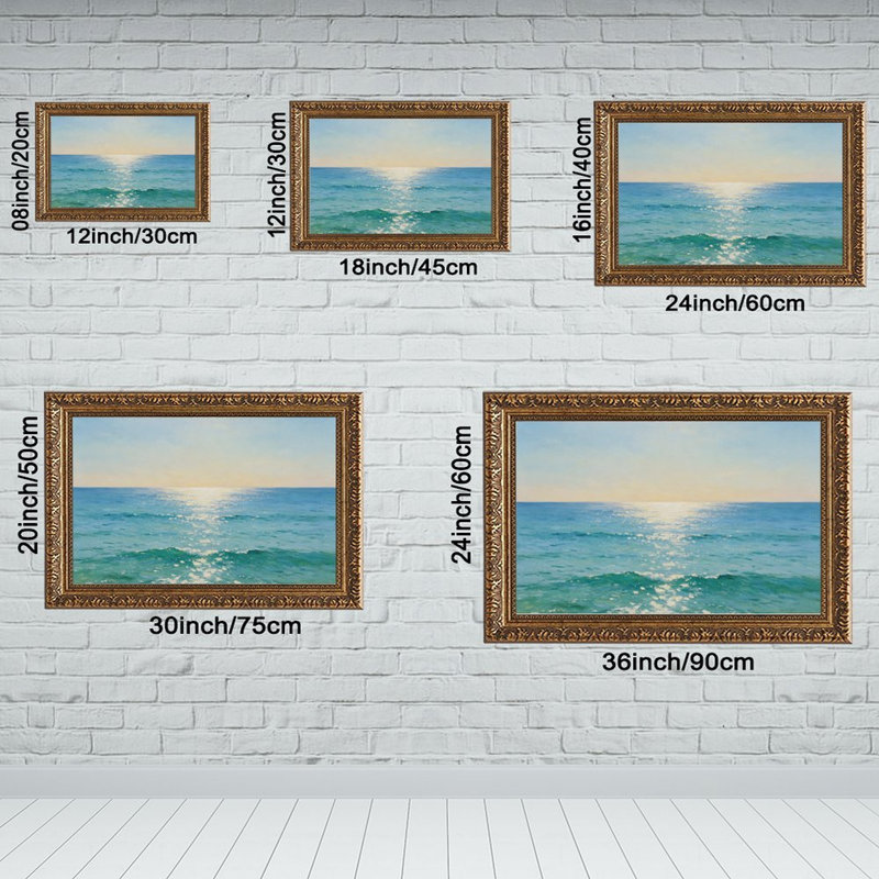 Cadre mural vintage orné Horizon Waves – Cadre doré décoratif pour œuvres d'art., L 16 po x l 24 po