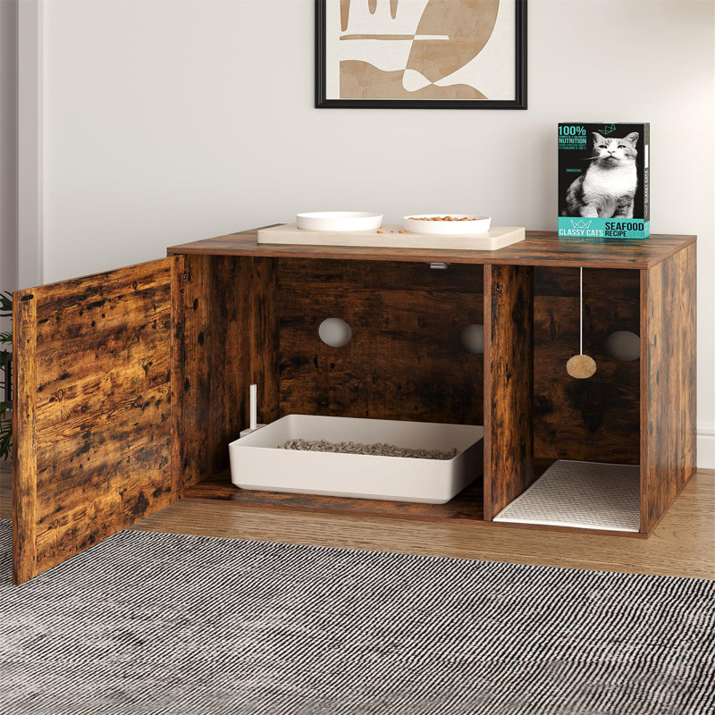 Emri Litter Box Enclosure, Rustic Brown