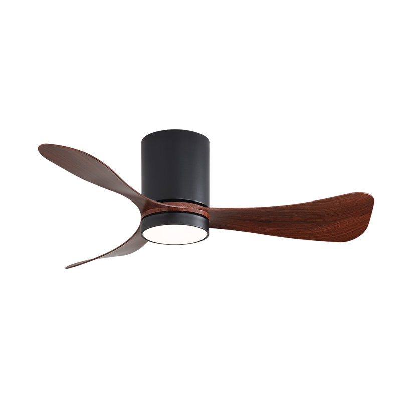 42 po Ventilateur de plafond encastré 3 pales ABS avec ensemble d'éclairage et télécommande, Noir, noir, noir, noir, Noyer