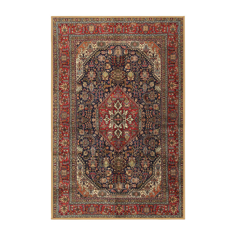 Tapis rouge/brun/violet traditionnel Shoop, Rectangle 2 pi x 4 pi