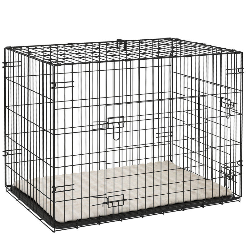 Metal Collapsible Pet Crate with 2 Doors, 60cm H x 76cm W x 53cm D