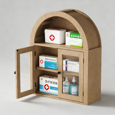 Arched Wall Mounted Cabinet With Acrylic Doors And Adjustable Shelf, Rustic Wood Storage For Bathroom, Kitchen, Entryway, And Living Room Decor