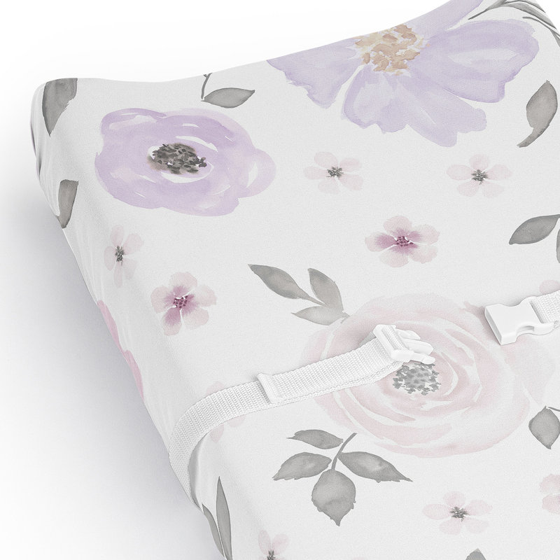 Housse de matelas à langer Watercolor Floral Lavender and Grey par Sweet Jojo Designs
