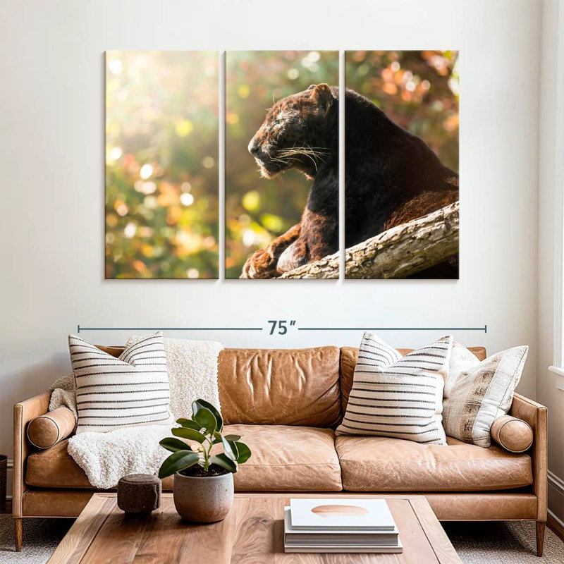Brampt Resting Black Panther, 42" H x 65" W