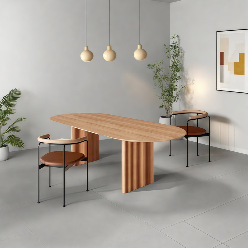 Morden Oval Solid Wood Dining Table, 29.5"H x 70.9"L x 31.5"W