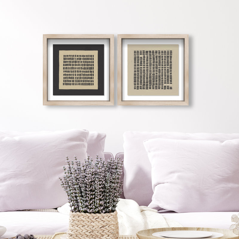 Tiny Windows Set Shadowbox Abstract Print by Oliver Gal, Black Frame, 12 x 12, 13.5"H x 13.5"W, Natural Oak Shadowbox