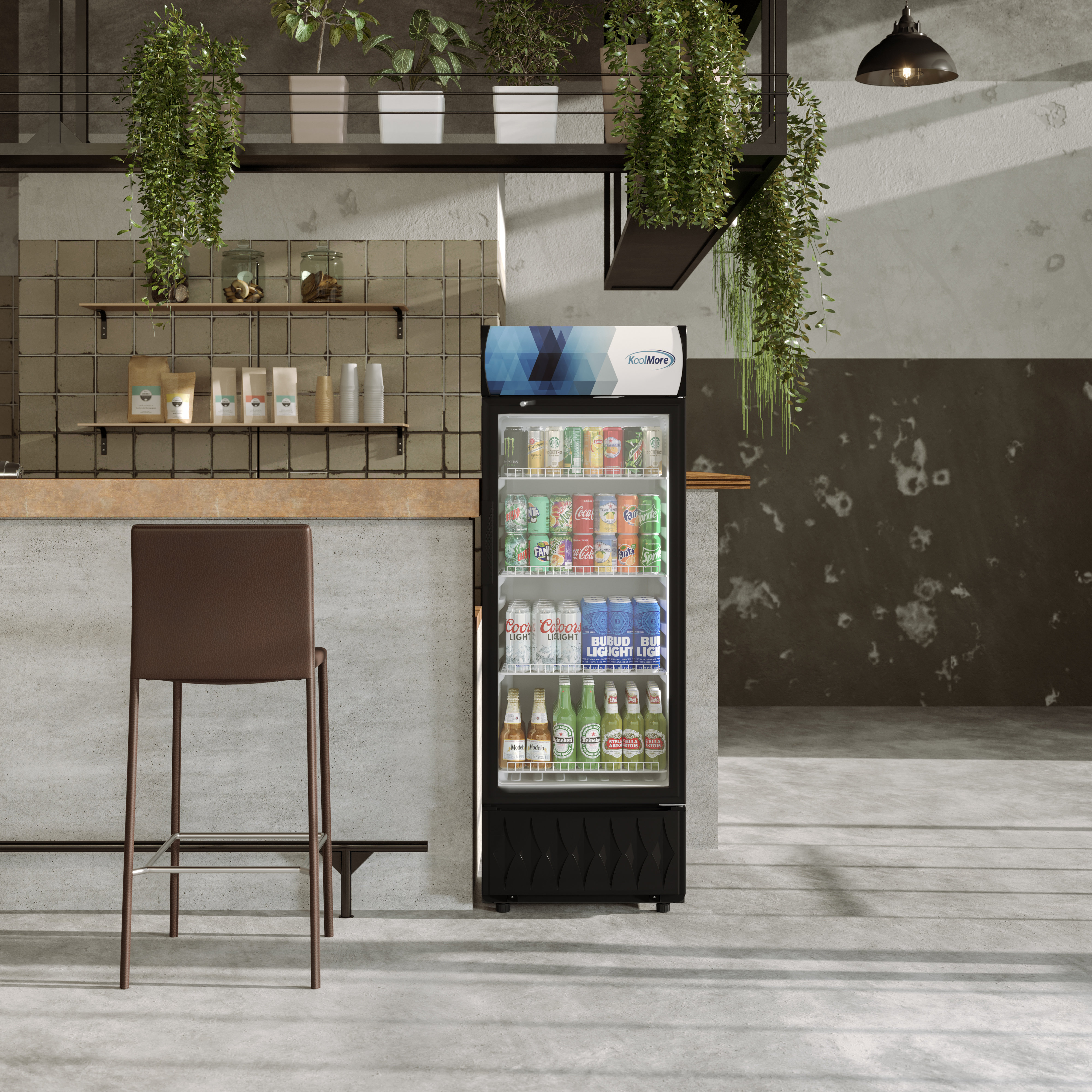 Koolmore 45 in. W 35 Cu. ft. Commercial Upright Display Refrigerator with 2 Swing Glass Door Beverage Cooler in Black