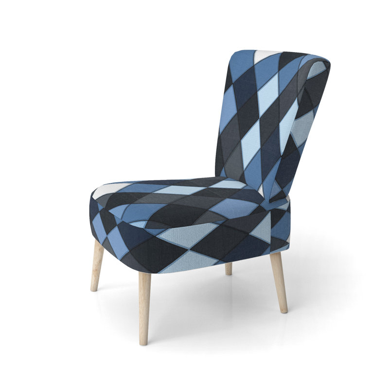 Chaise d'appoint à carreaux en velours Checked Tartan, Bleu / gris foncé