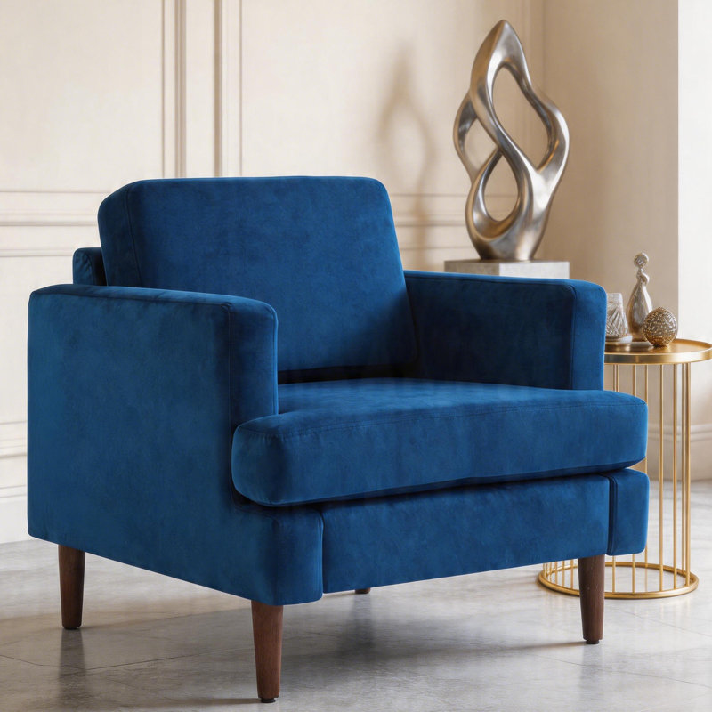 Mid Century Modern Single Armchair, Blue