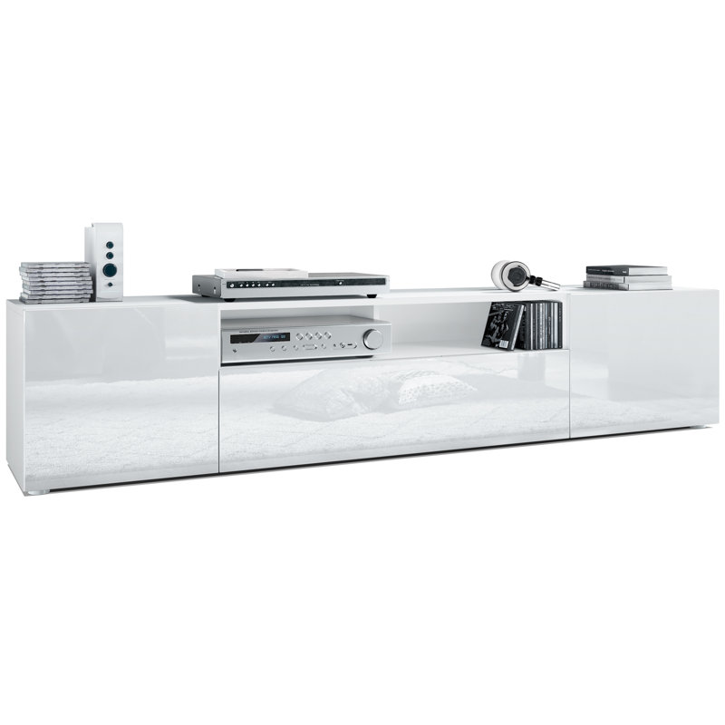Akaki Unfinished TV Stand for TVs up to 78", White front/White top