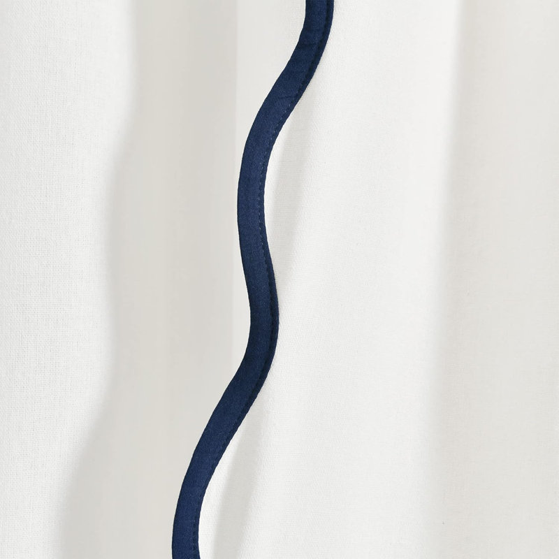 Coastal Chic Scallop Edge Window Curtain 2 Panels Set, Dark Blue 52" W X 96" L,2pcs, 52" W x 96" L, Dark Blue