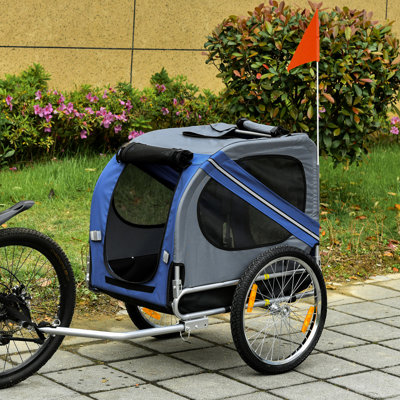 Pet Bike Carrier - Mesh Screen, Easy Storage, Blue/Grey Cart Weather ,