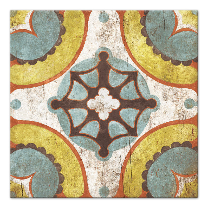 « yellow marocain tile », reproduction d’art sur toile tendue, H 24 po x l 24 po