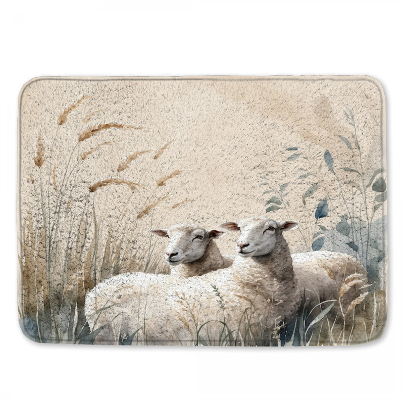 Tapis de bain Sheep In Wheat Field, L 34 po x L 21 po