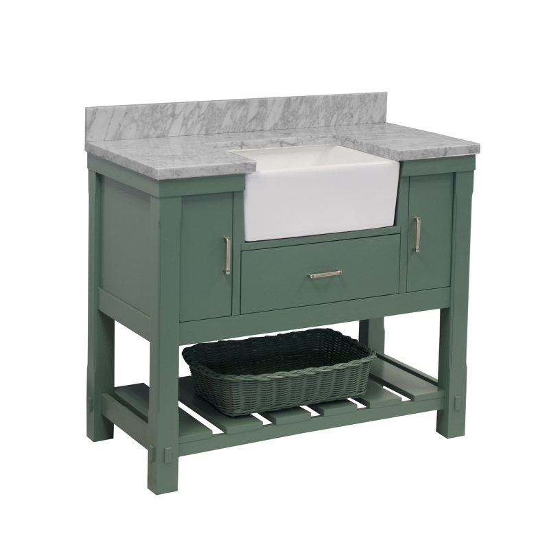 Ensemble de meuble-lavabo simple de 42 po Hitton, Sauge vert, Gris