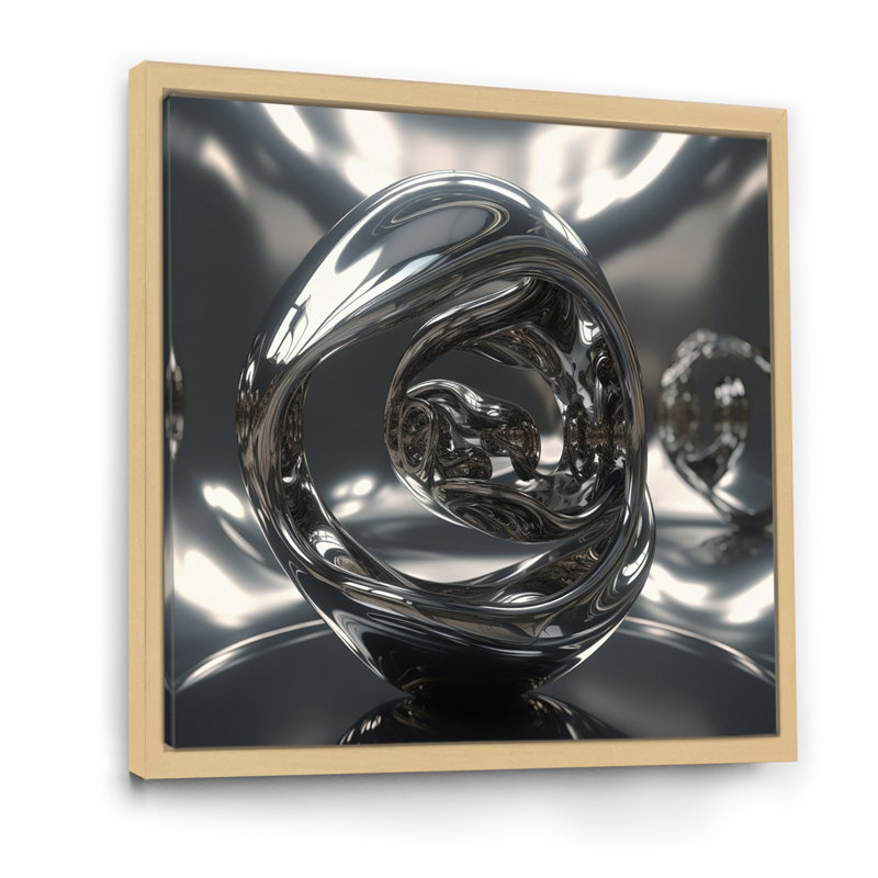 Quantum Infinity Futuristic 3D I On Canvas Print, Natural Floater Framed, 36" H x 36" W x 1.5" D