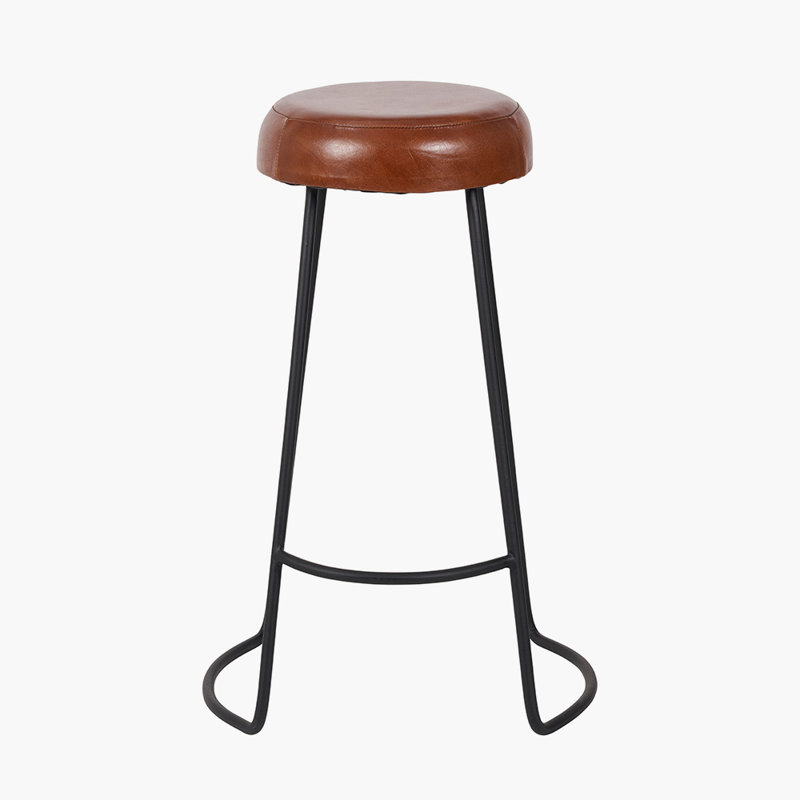 Cosimo Upholstered Counter Stool with Metal Frame, Brown