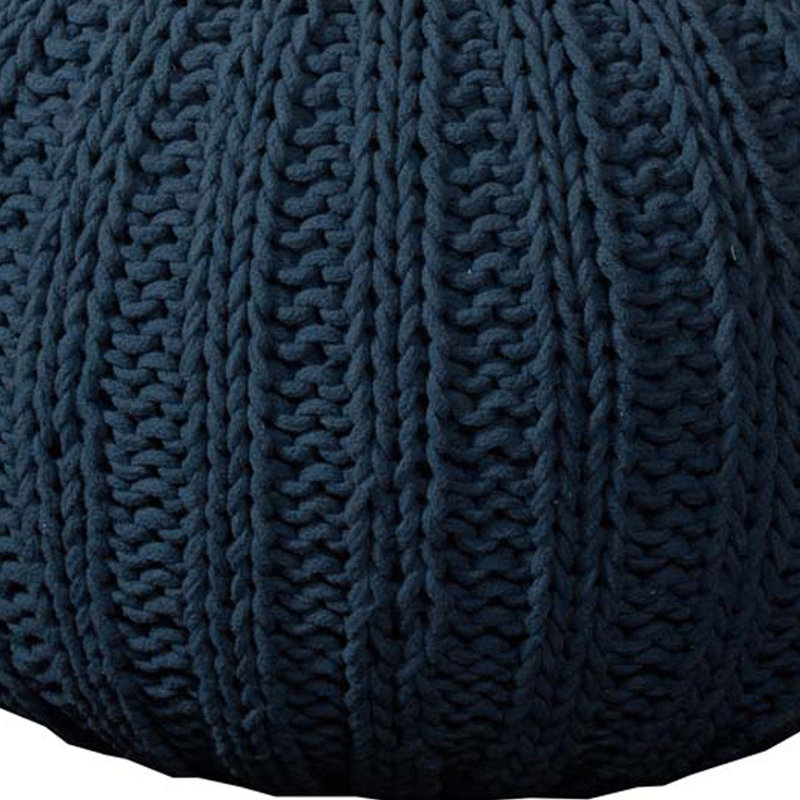 Pouf rond en coton 20 po beige, Bleu