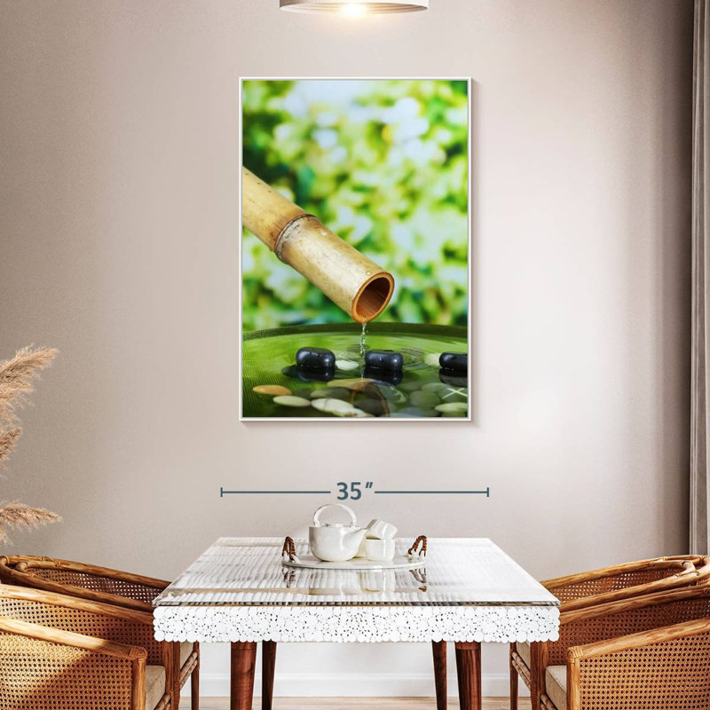 Fontaine en bambou, Floating Frame White, 31" x 46"