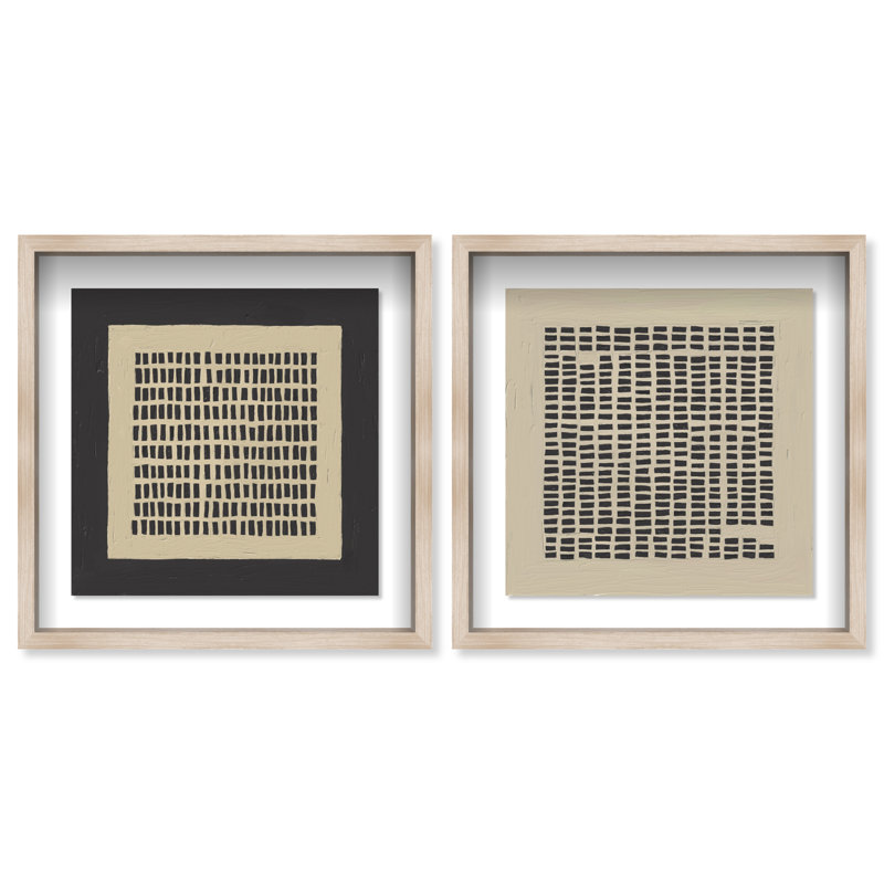 Tiny Windows Set Shadowbox Abstract Print by Oliver Gal, Black Frame, 12 x 12, 41.5"H x 41.5"W, Natural Oak Shadowbox