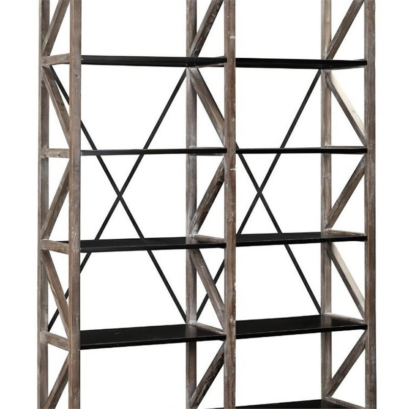 Bibliothèque contemporaine à 12 tablettes en bois récupéré blanc Pernes