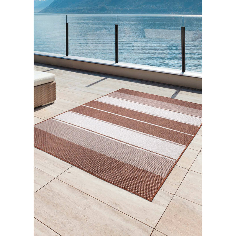 Destiny Rectangle Striped Hand Woven Indoor / Outdoor Area Rug, Rectangle 120 x 170cm