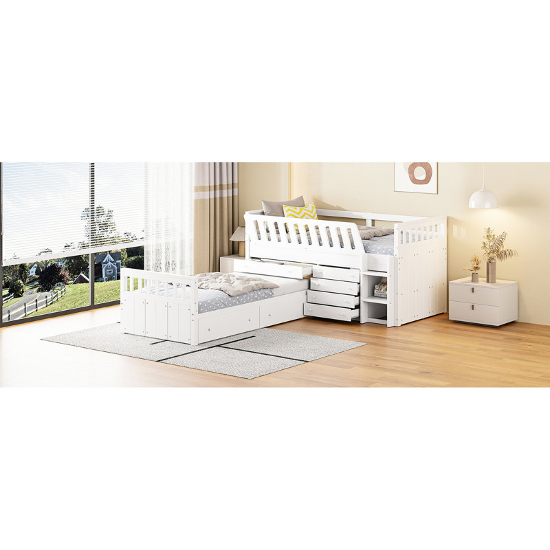 White Twin Loft & Platform Bed With 7 Efficient Space Utilization Drawers And - To Wear