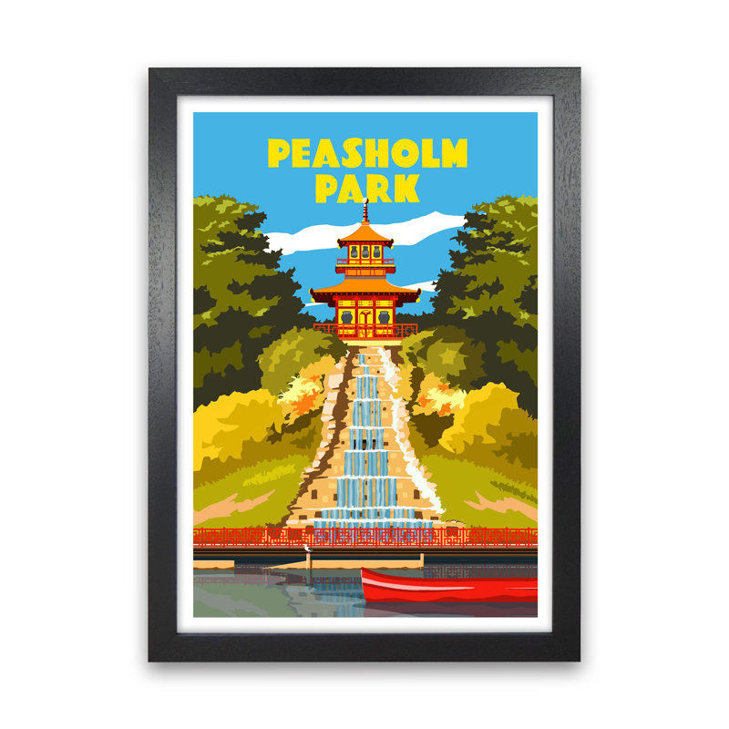 Peasholm Park by Richard O'Neill - Print, Black Framed, 63cm H x 46cm W x 3cm D