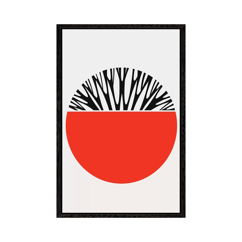 Abstractika - Red by Kubistika - Print on Canvas, Black Floater Framed, 66.04cm H x 45.72cm W x 3.81cm D