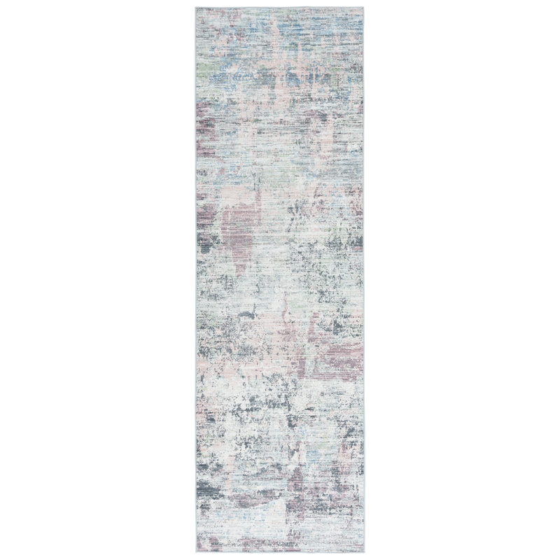 Tapis Malibu 944 en prune / vert, Tapis de couloir 2 pi 6 po x 8 pi
