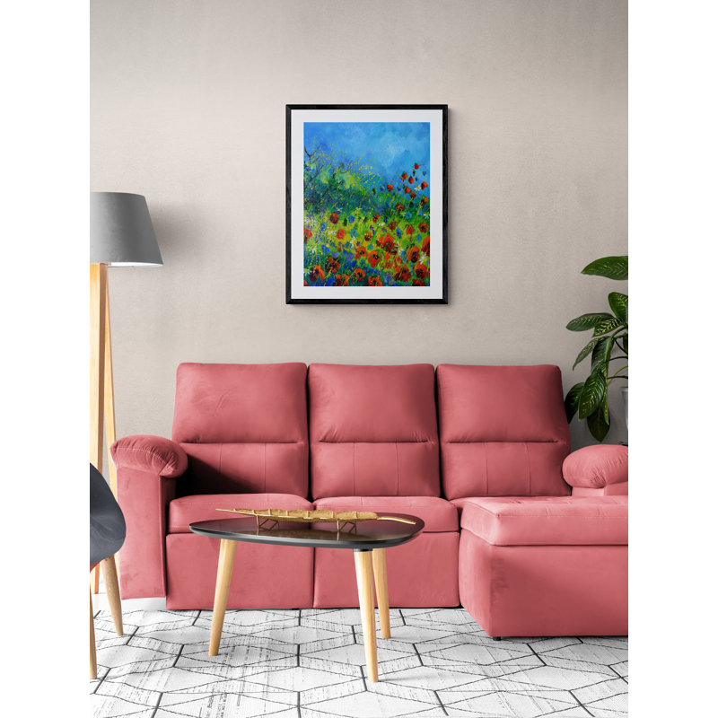 Red Poppies Print by Pol Ledent, Black Framed Paper, 30" H x 24" W