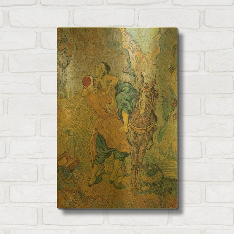 «Der Barmherzige Samariter» par Vincent Van Gogh, art mural en métal doré, 16 po x 24 po, 16 po x 24 po